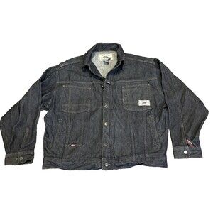 Mens XL Y2K Willie Esco Caballero Black Denim Trucker Jacket Grey - Zipper 2000s